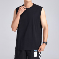 男士外穿美式重磅宽肩背心运动无袖T恤圆领宽松打底上衣纯色透气