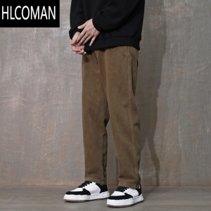 HLCOMAN新款复古洗水直筒休闲裤男宽松工装长裤男款直筒裤男裤子