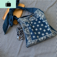 包包女2019新款百搭牛仔布袋包单肩斜跨肩带可调节简约文艺帆布包NEW LAKE 民族风牛仔蓝(肩带随意系)女士单肩包