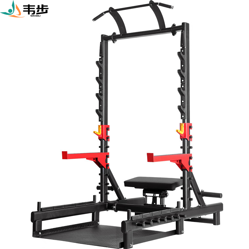 韦步健身房机商用深蹲卧推架一体多功能臀冲器械臀部臀桥训练器多功能机+2.2米杆+150公斤片