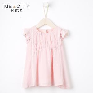 [2件2折价:55]米喜迪mecity童装夏装新款女婴童连衣裙飞袖梭织宝宝洋气裙