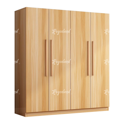 洛诗莲 (RoyceLand) 简约木质衣柜衣服收纳柜 浅胡桃色四门 1400*500*1800
