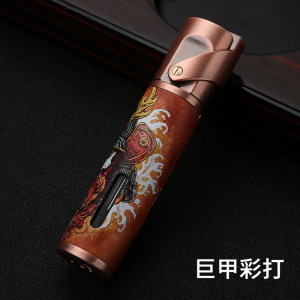 新款防风打火机耐用可充气个性彩绘高颜值雪茄点烟器送礼男友