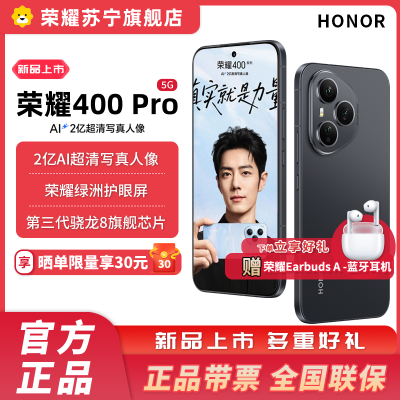 赠蓝牙耳机 荣耀400 Pro 12GB+512GB 幻夜黑 5G智能手机