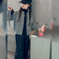 女童针织外套秋装新款儿童装韩系灰色上衣春秋初中生毛衣开衫
