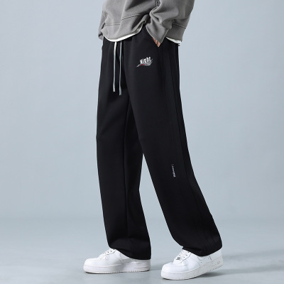 春秋新款男装纯色运动休闲裤时尚百搭宽松垂感束脚青少年男士卫裤