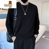 YANXU卫衣男潮流设计感小众长袖T恤百搭修身痞帅纯色打底衫上衣