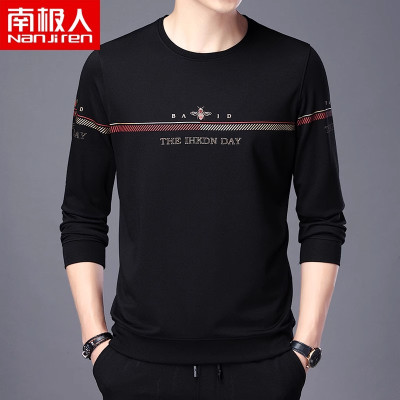 南极人男士圆领套头卫衣2025新品春秋休闲打底衫潮流印花长袖T恤