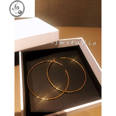 JiMi2020新款 嘻哈欧美极简celi风hoop大圆环耳饰夸张肯豆同款耳钉