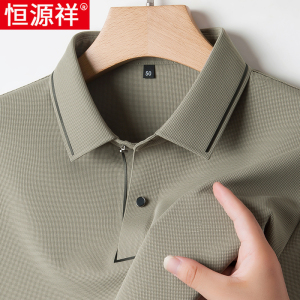 恒源祥2025春秋季款长袖T恤男士宽松翻领中老年爸爸装休闲POLO衫