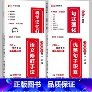 [推荐全4册]句式训练+优美句子+修辞手法+打卡计划 小学六年级 [正版]荣恒小学语文句式训练大全一二三四五六年级扩句仿