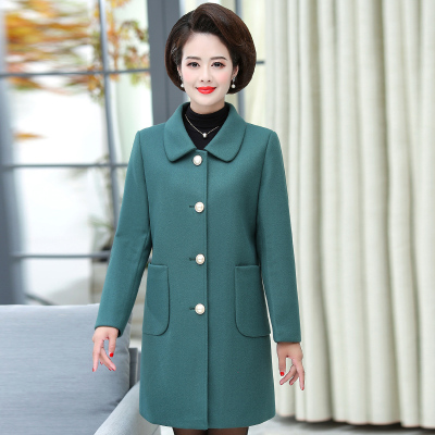 七斓妈妈秋装毛呢外套50岁洋气中年女装长款呢子大衣2020新款毛呢外套