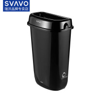瑞沃塑料垃圾桶卫生间夹缝客厅壁挂式厨房带盖垃圾桶12L办公室废纸桶 PL151041 黑色12L单位:个