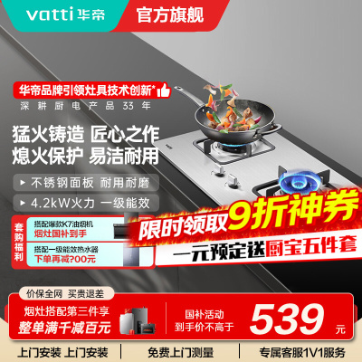 华帝(VATTI) i10039A 台式嵌式台嵌两用 大火力不锈钢燃气灶煤气灶炉具双灶具 液化气
