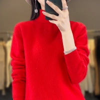 秋冬新款高翻领套头毛衣女长袖针织打底衫简约百搭保暖内搭毛衫