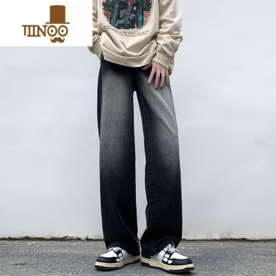 YANXU黄泥色牛仔长裤男款胖子加肥加大码直筒裤美式高街vibe裤子潮