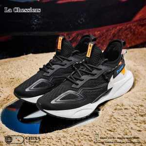 La Chessiers男鞋2025春季新款轻便男士鞋子运动休闲鞋软底减震网面情侣大码跑步鞋