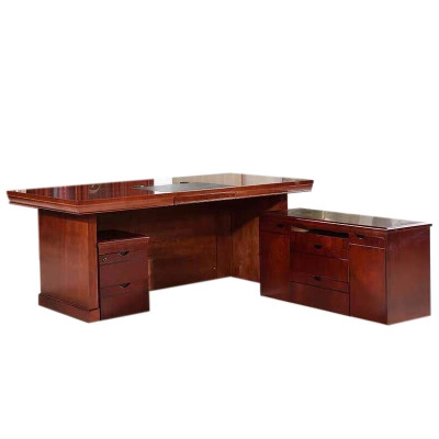 鑫升顺老板桌大班台总裁桌椅组合贴实木皮办公桌简约单人主管经理桌1.8米+侧柜+小柜