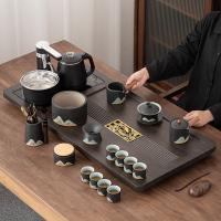 苏氏陶瓷(SUSHI CERAMICS)茶具套装自动烧水壶年年有余茶盘配整套国潮风釉画彩千里江山茶杯