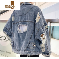 YANXU乞丐破洞牛仔外套男个性百搭宽松韩版潮流街头潮牌夹克帅气上衣服