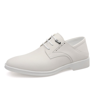 商务皮鞋男2024新款手工牛皮男式休闲鞋潮流时尚白色皮鞋跳舞单鞋