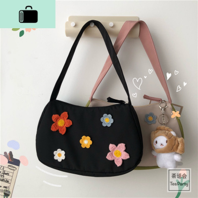 茶话会复古花朵法棍包包女休闲百搭学生古着感少女单肩手提腋下包NEW LAKE女士单肩包