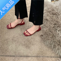 SUNTEK低跟鞋韩版百搭凉鞋女鞋子2023子秋夏新款一字式玛丽珍鞋粗跟夏款