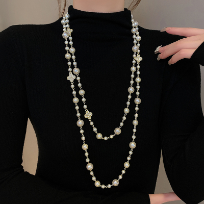 珍珠项链女轻奢小众2023新款颈链长款叠戴秋冬双层百搭毛衣链送女朋友老婆情人节七夕生日礼物