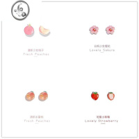 JiMi库洛米儿童耳钉银针组合套装耳夹款无耳洞女玉桂狗磁吸学生款耳环