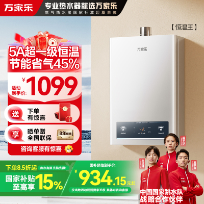 万家乐恒温王燃气热水器JSQ25-13P3(F)天然气5A超一级恒温13升家用洗澡静音一级节能省气防冻