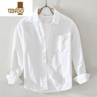YANXU简约内搭日系打底衬衣男休闲百搭长袖衬衫外套白色寸衫