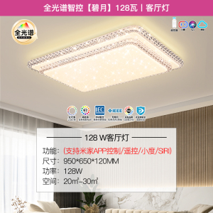 雷士照明全光谱语音智控吸顶灯中山灯具简约现代轻奢仿水晶客厅灯灯具套餐