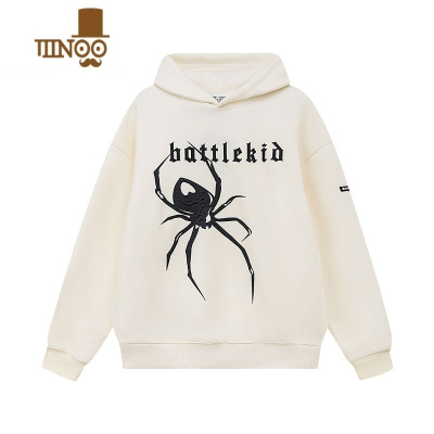 YANXUMAKAA 美式蜘蛛印花连帽卫衣男女潮牌高街欧美情侣装外套