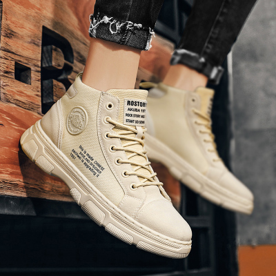 婕秘夏季英伦风马丁靴男鞋高帮休闲帆布男士工装切尔西男靴青少年潮鞋