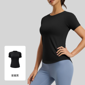 网纱瑜伽短袖运动健身服显胸塑型透气运动T恤女
