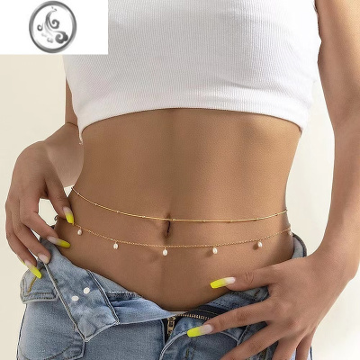 JiMi腰链女水钻珍珠多层金属链百搭时尚辣妹简约ins性感甜酷身体链