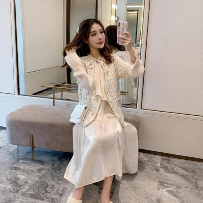 再说单/套装小香风马甲连衣裙女2021春秋款粗花呢马夹背心外套两件套