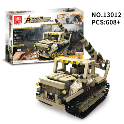 宇星积木工程特警军事兼容乐高玩具13001-17拖拉机推土机卡车悍马13012履带武装火箭炮