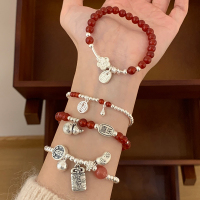 s925纯银福牌红玛瑙手串新年款转运轻奢小众手链精致礼物饰品送女朋友老婆情人节七夕生日礼物
