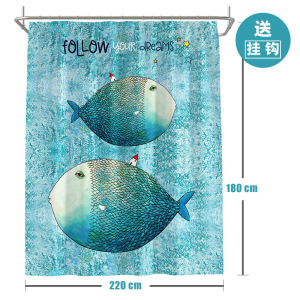 ins北欧浴帘浴室防水布淋浴房隔断挂帘加厚防霉卫生间套装免打孔
