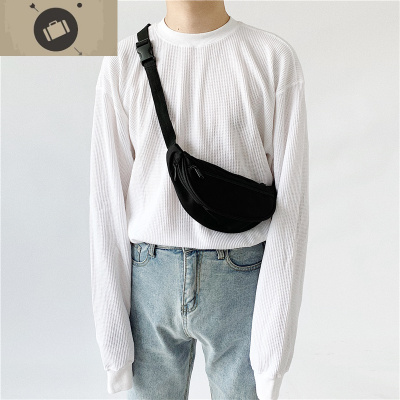 白七韩国ins纯色工装腰包迷你嘻哈手机运动斜挎背包男女饺子胸包艾狄伊娃斜挎包男