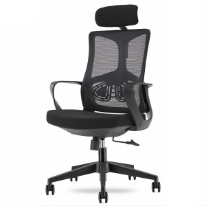 易企采 黑框带头枕办公椅职员工座椅舒适久坐人体工学护腰职员椅家用电脑椅升降办公室椅子 黑框带头枕