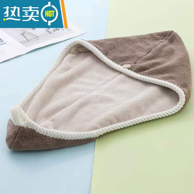 敬平干发帽女吸水速干加厚2022新款双层擦头毛巾网红洗包头发浴帽 双层加厚[咖啡卡其]