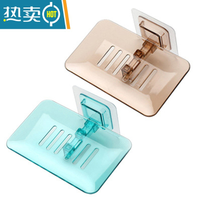 敬平沥水肥皂盒免打孔粘贴壁挂肥皂架创意大号皂碟卫生间香皂架香皂盒 1茶1绿