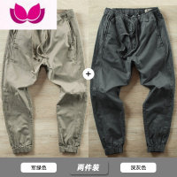 七斓工装裤子男高街ins潮流百搭痞帅男裤束脚夏季休闲九分