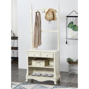 森美人欧式实木落地衣架柜玄关厅衣帽架带柜子美式家用玄关客厅挂衣架