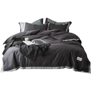 美帮汇四件套全棉全棉 欧式 气质简约男士被套欧美风床单北欧床套三件套