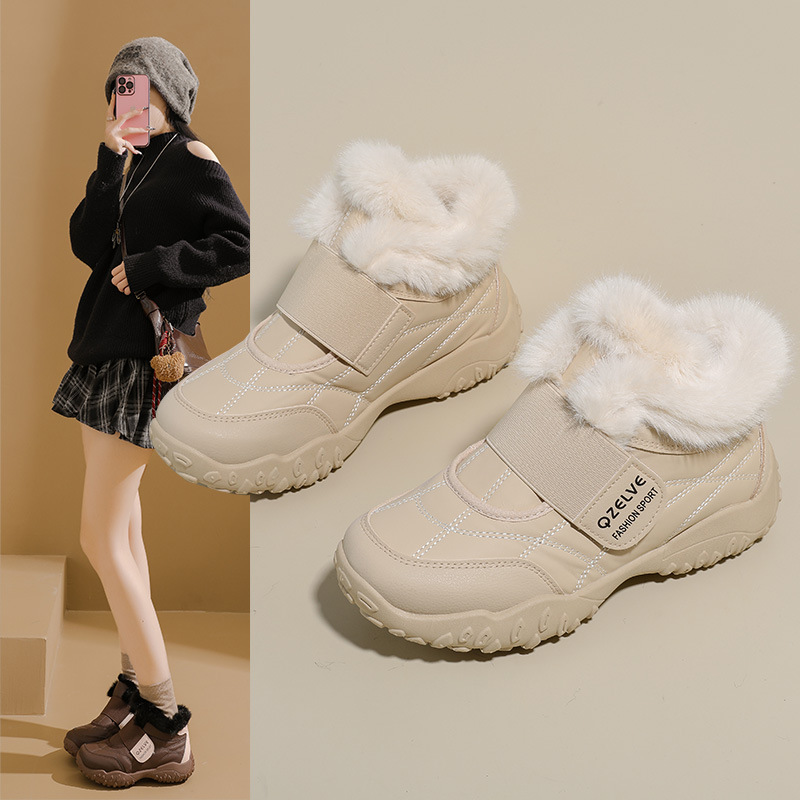 加绒高帮雪地靴女冬季新款学生ins韩版保暖休闲鞋棉鞋