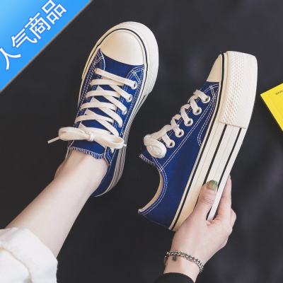 SUNTEK春季厚底5M帆布鞋女学生小白鞋女2023新款板鞋子女潮ins百搭小众