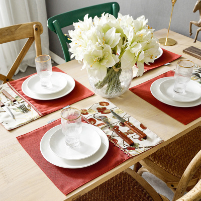 加厚隔热餐垫棉麻布艺杯垫北欧风西餐垫家用西式餐具垫子防烫桌垫